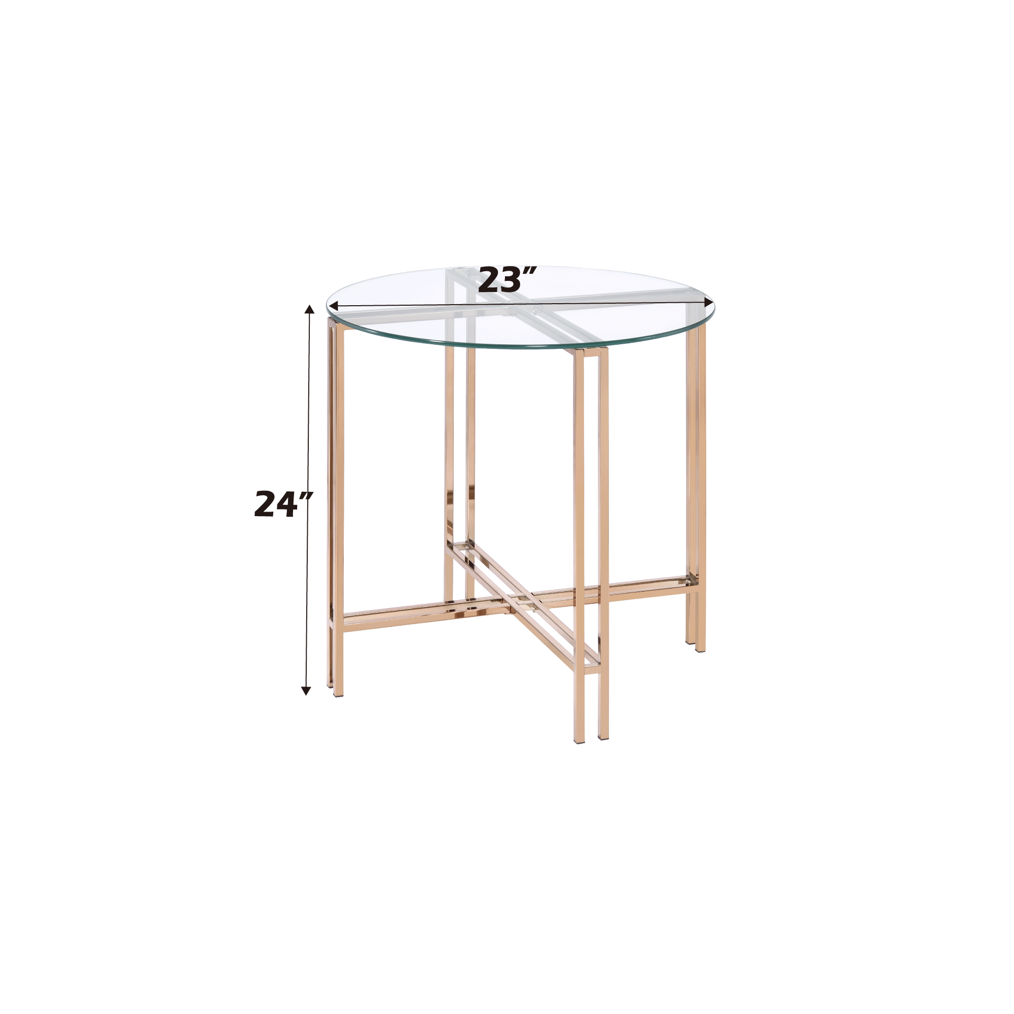 Veises Clear Glass Top with Champagne Finish End Table