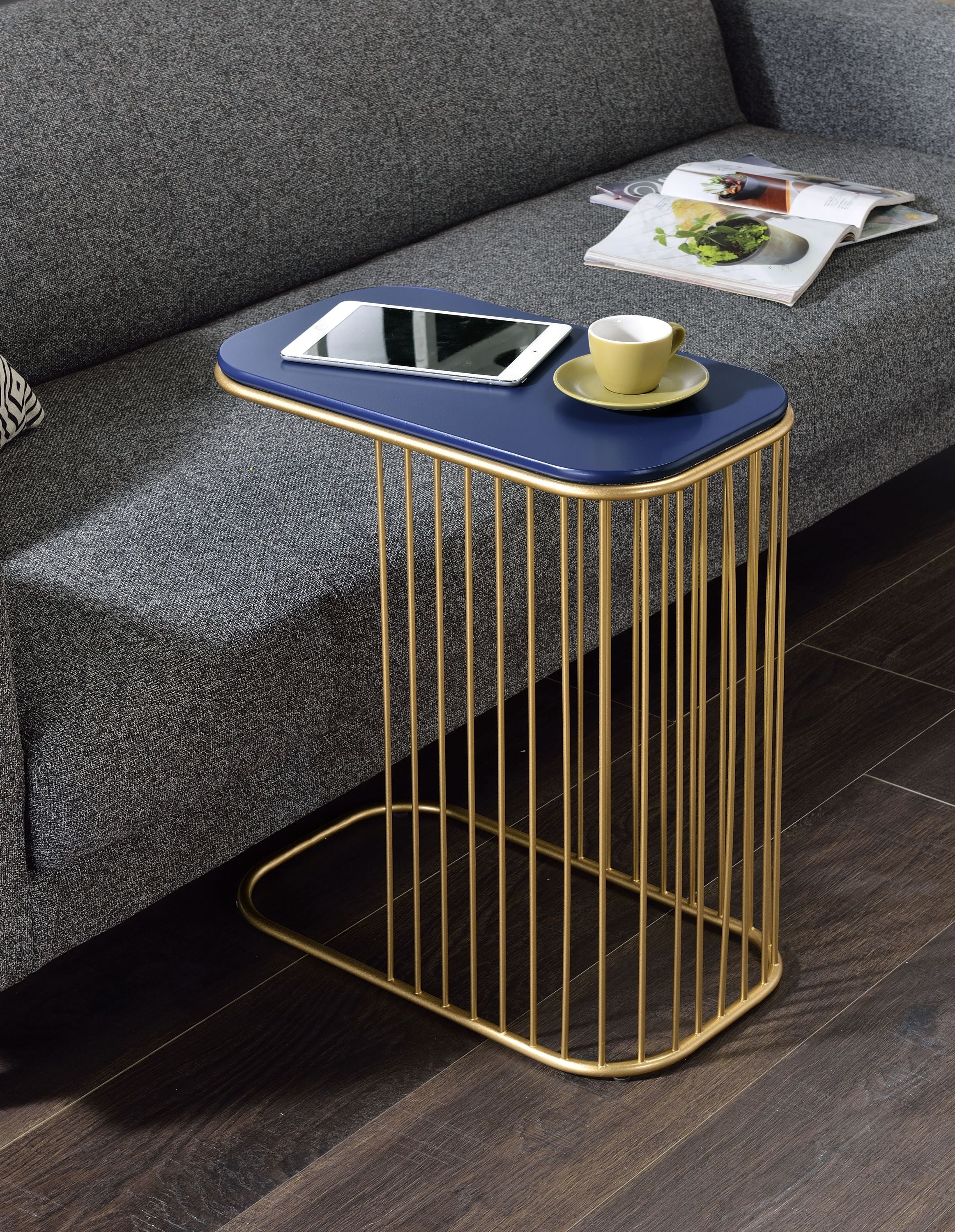 Aviena Blue and Gold Finish Accent Table