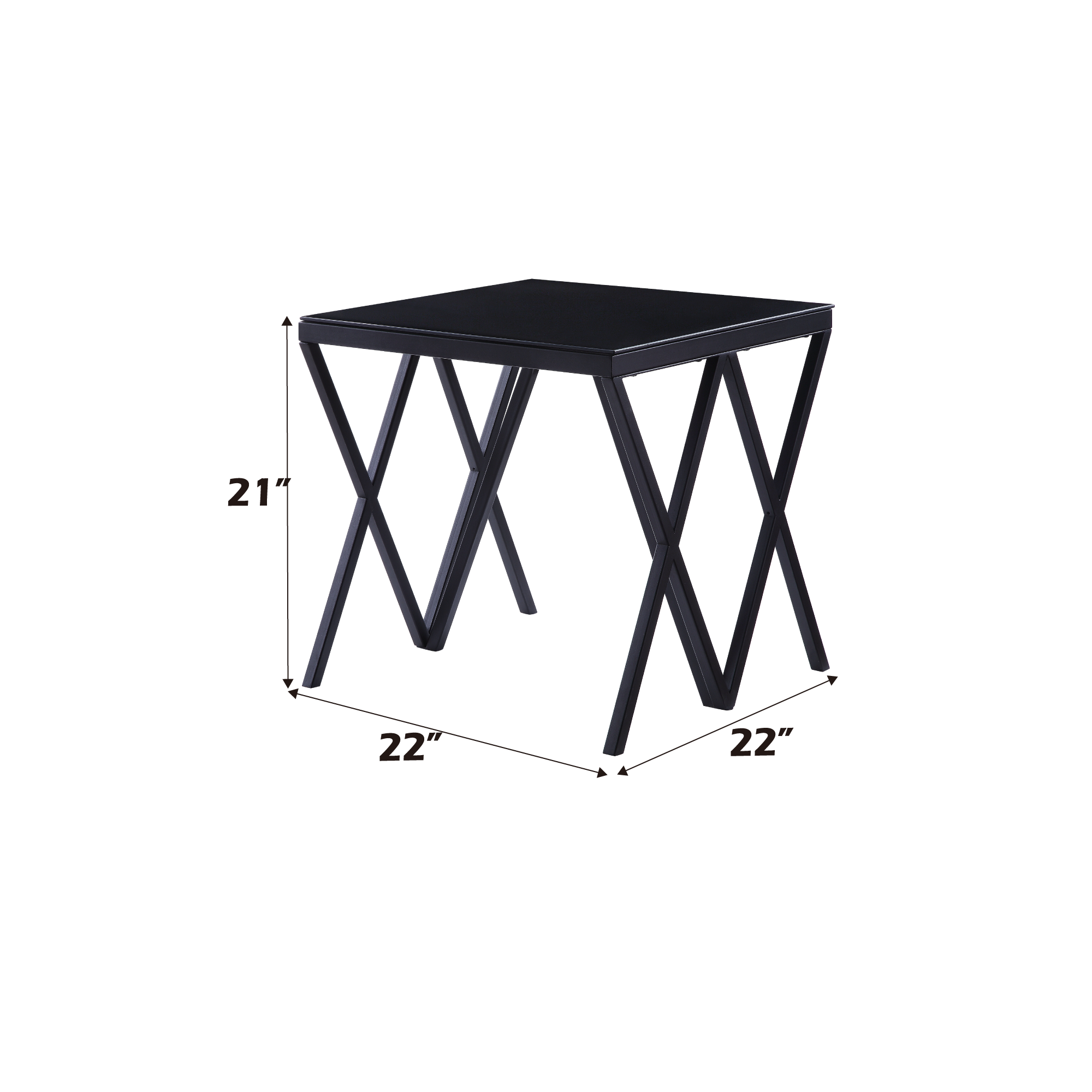 Magenta Glass Top & Black Finish End Table