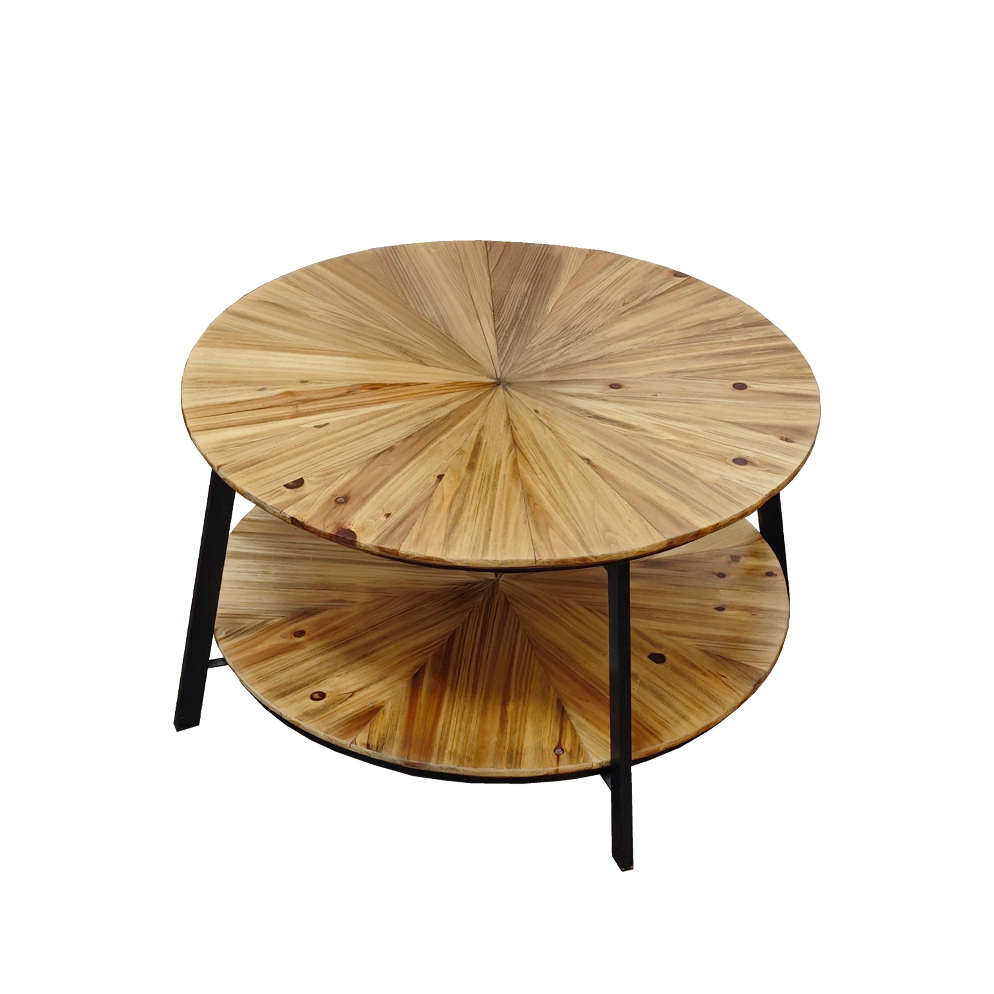 31.5 "Round Coffee Table, Stand Wooden Double Layer Coffee Table