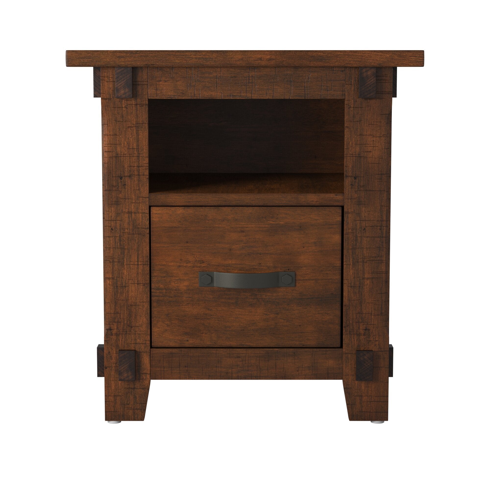 TM HOME Restoration One Drawer File, Rustic Walnut Finish